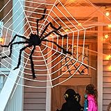 Joyjoz Telaraña de Halloween con araña Gigante, Tela de...
